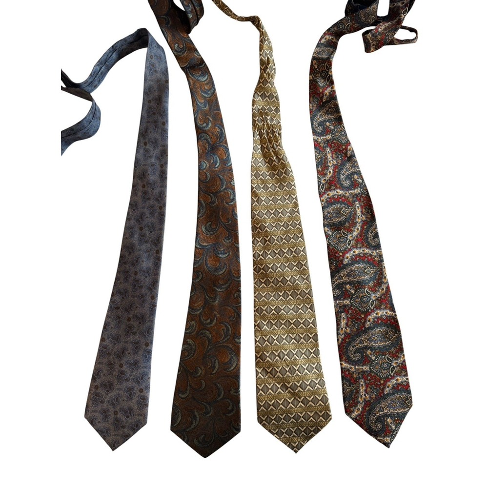 Lot Of 4 Silk Ties 100% Silk Marshall Field Italy Raymond Levine Spain-Hathaway